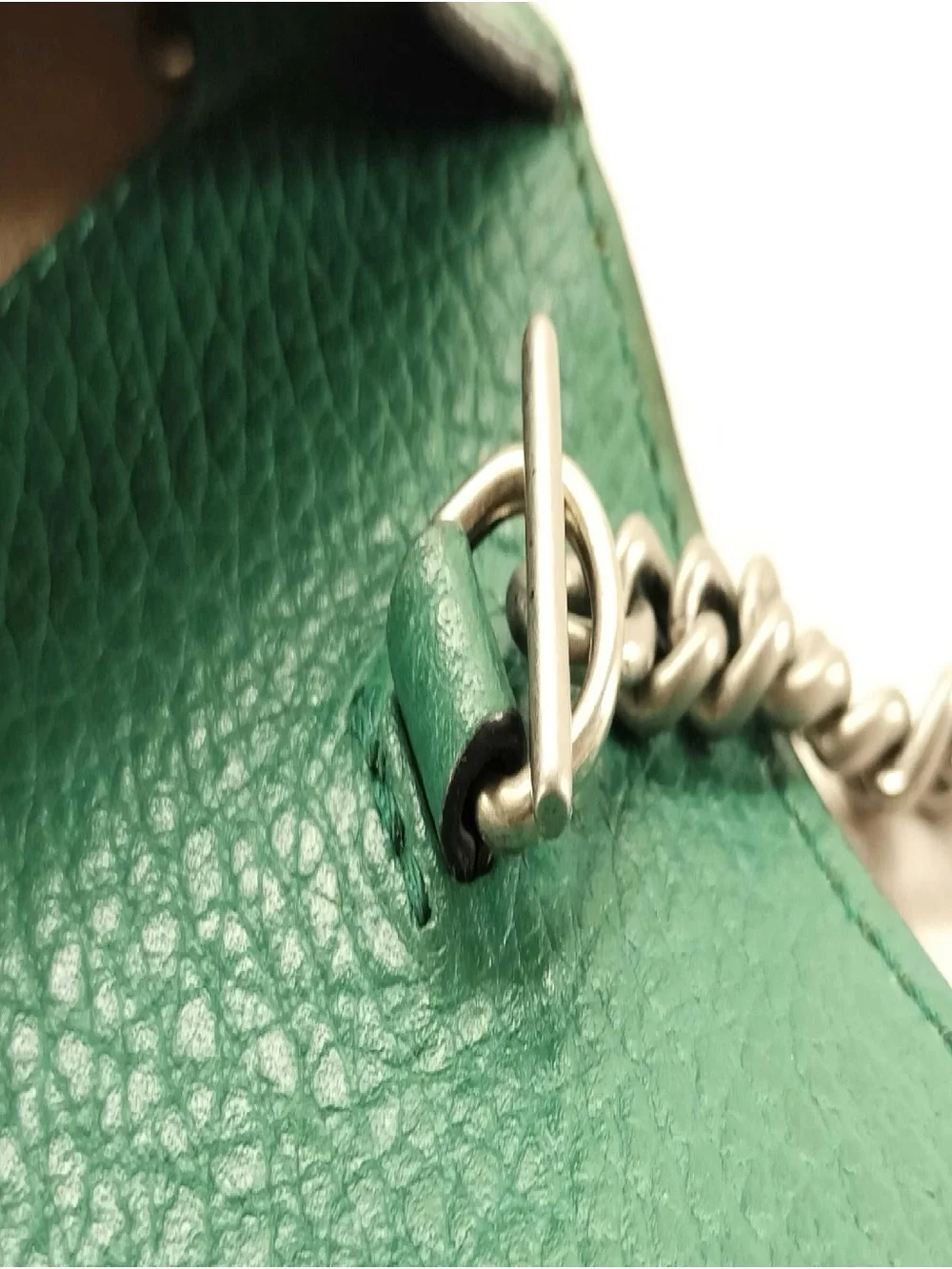 Gucci Green Leather Bag with Gold-Tone Jeweled Dionysus